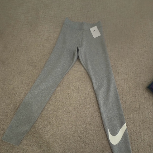 Nike Gray Leggings with White Swoosh - Picture 2 of 2